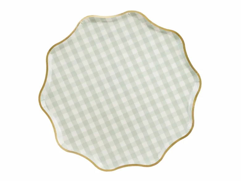 Gingham Tallerkner med Bølgekant, 6 stk.