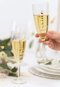 Glas Stickers ''Bride & Groom'', Guld (2 Stk.)