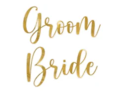 Glas Stickers ''Bride & Groom'', Guld (2 Stk.)
