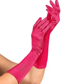 Glatte Satinhandsker 37 cm, Pink