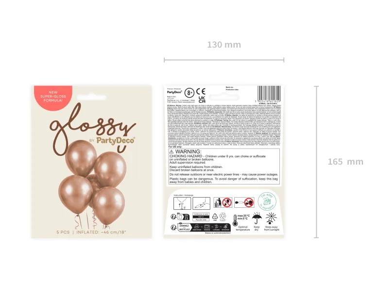 Glossy Balloner 46 cm, Rosegold: 5 stk