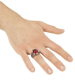 Gotisk Rød Kranie Ring