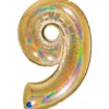 Grabo Jumbo Holografisk Guld Tal Folieballon, 9