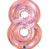 Grabo Jumbo Holografisk Rosegold Tal Folieballon, 8