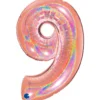 Grabo Jumbo Holografisk Rosegold Tal Folieballon, 9