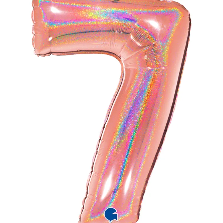 Grabo Jumbo Holografisk Rosegold Tal Folieballon, 7