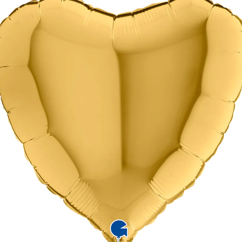 Grabo Metallisk Guld #5 Hjerte Folieballon 45 cm