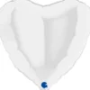 Grabo Metallisk Hvid Hjerte Folieballon 45 cm