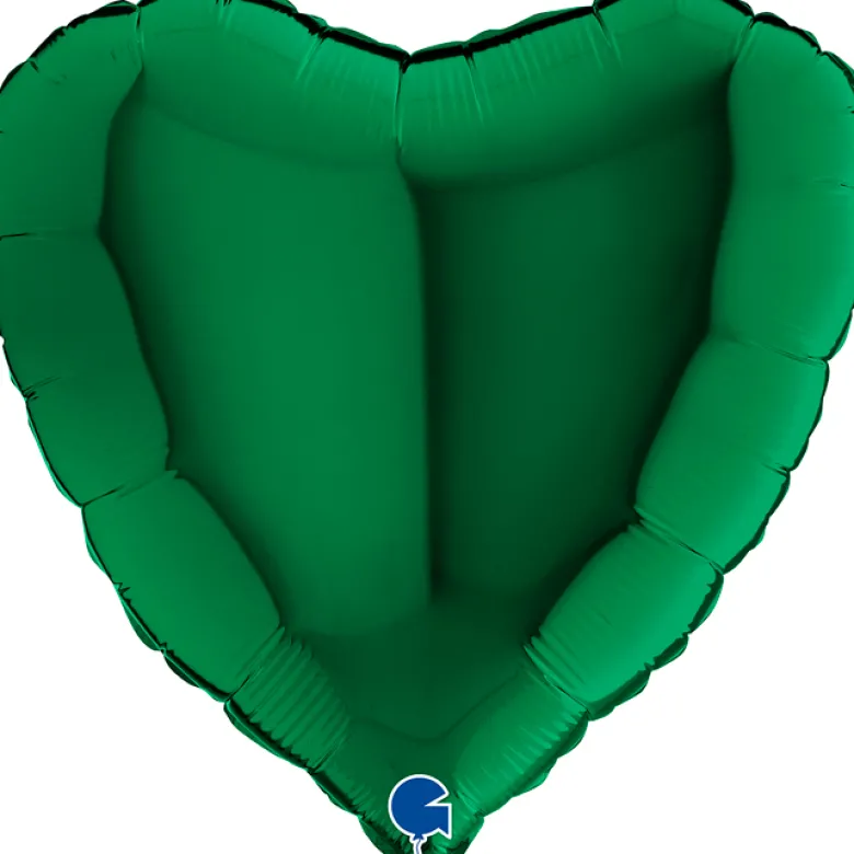 Grabo Metallisk Mørkegrøn Hjerte Folieballon 45 cm