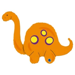 Grabo Orange Brontosaurus Dino Folieballon, 82 x 58 cm