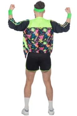 Grafisk Neon Tracksuit m/Jakke, Top & Shorts