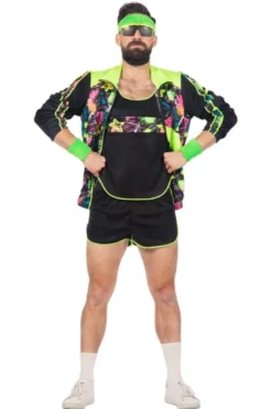Grafisk Neon Tracksuit m/Jakke, Top & Shorts