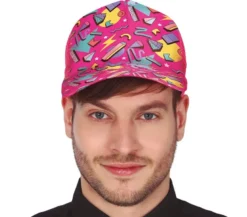 Grafisk 80's Kasket i Pink
