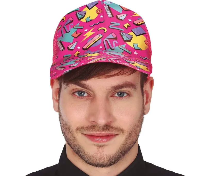 Grafisk 80's Kasket i Pink