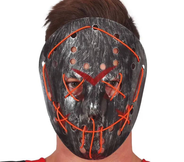 Grå Hockey Maske med LED Lys