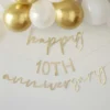 Guld Customizable "Happy Anniversary" Guirlande