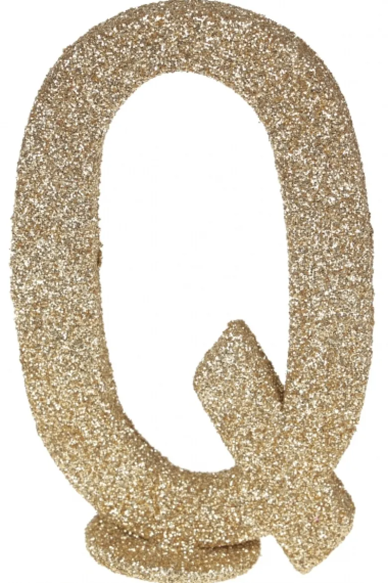 Guld Glitter Q Bogstav Til Bordet