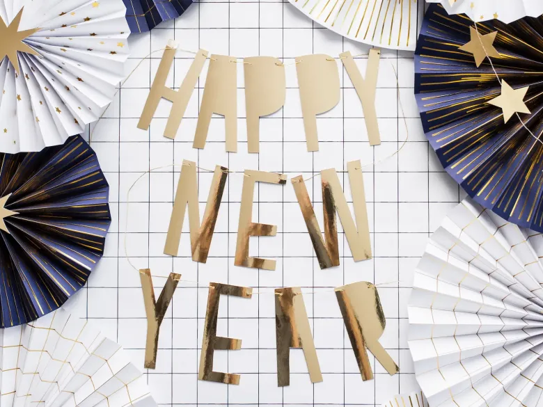 Guld "Happy New Year" Guirlande