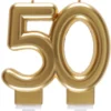 Guld Kagelys - Metallisk Fødselsdagslys 50 År