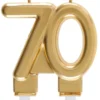 Guld Kagelys - Metallisk Fødselsdagslys 70 År