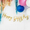 Guld Skråskrift "Happy Birthday" Banner, 62cm