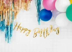 Guld Skråskrift "Happy Birthday" Banner, 62cm