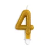 Guld Talformet Kagelys m/Glitter 7 cm - 4 Tal