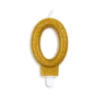 Guld Talformet Kagelys m/Glitter 7 cm - 0 Tal