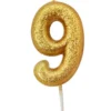 Guld Tal Kagelys m/Glitter 6.5 cm - 9 Tal
