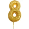 Guld Tal Kagelys m/Glitter 6.5 cm - 8 Tal