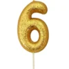 Guld Tal Kagelys m/Glitter 6.5 cm - 6 Tal