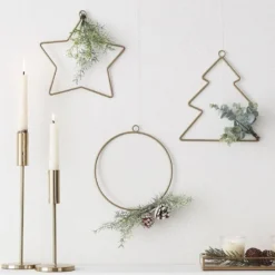 Guld Tråd Julefigurer - Cirkel, Stjerne, Juletræ
