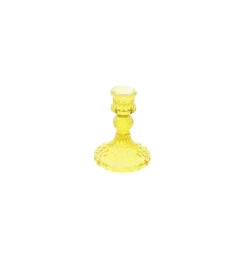 Gul Glas Lysestageholder, 10.5 cm