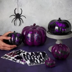 Halloween Græskar Stickers, Iriserende Sort & Lilla