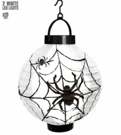 Halloweenpynt - Edderkop Lanterne med Lys