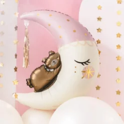 Halvmåne Shape Folieballon m/Teddy & Tassel, 86 cm