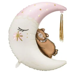Halvmåne Shape Folieballon m/Teddy & Tassel, 86 cm