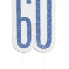 Happy BDAY Blå Glitz Kagelys - 60 År