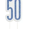 Happy BDAY Blå Glitz Kagelys - 50 År