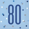 Happy BDAY, Blå Glitz Servietter - 80 År