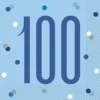 HAPPY BDAY, Blå Glitz Servietter - 100 År
