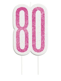 Happy BDAY Pink Glitz Kagelys - 80 År