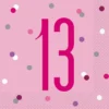 HAPPY BDAY, Pink Glitz Servietter - 13 År