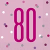 Happy BDAY, Pink Glitz Servietter - 80 År