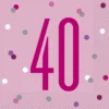 Happy BDAY, Pink Glitz Servietter - 40 År