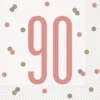 Happy BDAY, Rosegold Glitz Servietter - 90 År