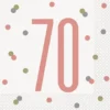 Happy BDAY, Rosegold Glitz Servietter - 70 År