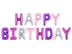 Happy Birthday Ballon Folie Kit, Mat Rosa Nuancer
