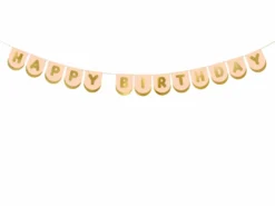 Happy Birthday Guirlande i Lyserød og Guld