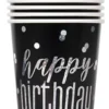 HAPPY BIRTHDAY Sorte Glitz Papkrus, 8 stk.